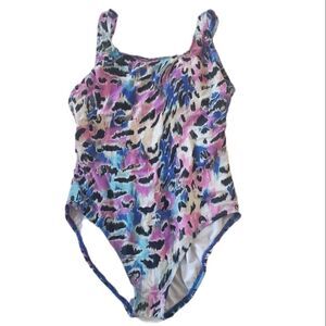 Vintage Catalina purple Blue retro animal print swimsuit Size Large